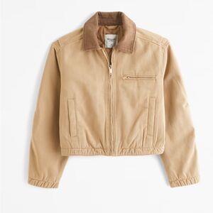 Abercrombie & Fitch Tan Jacket with Corduroy Collar